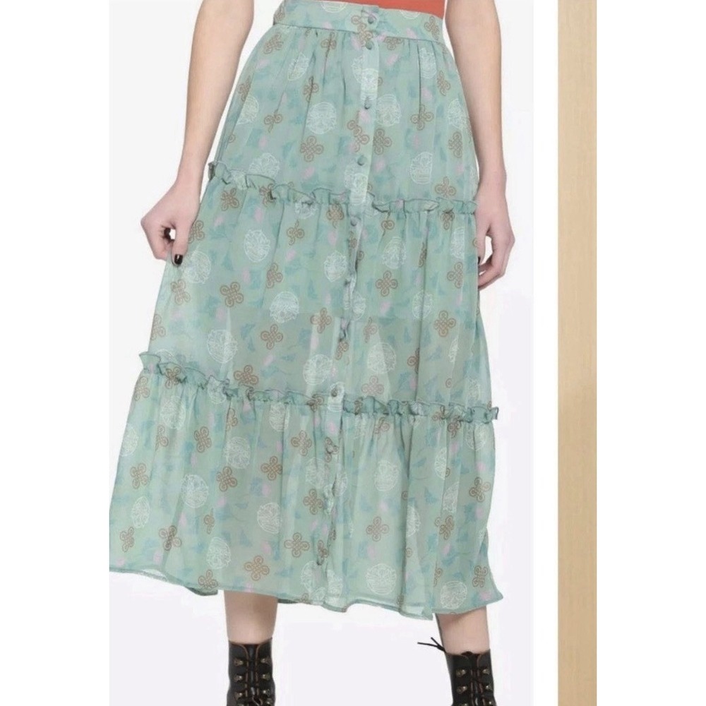 Hot‎ Topic Sz XS Outlander Tiered Midi Celtic Knots Skirt Chiffon Collaboration